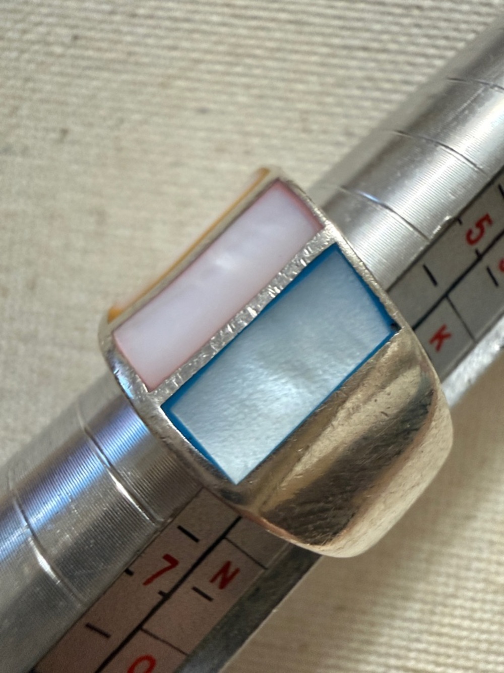 Sterling Silver 925 Multicolor Inlay Band Ring size 5.75 - Picture 3 of 11
